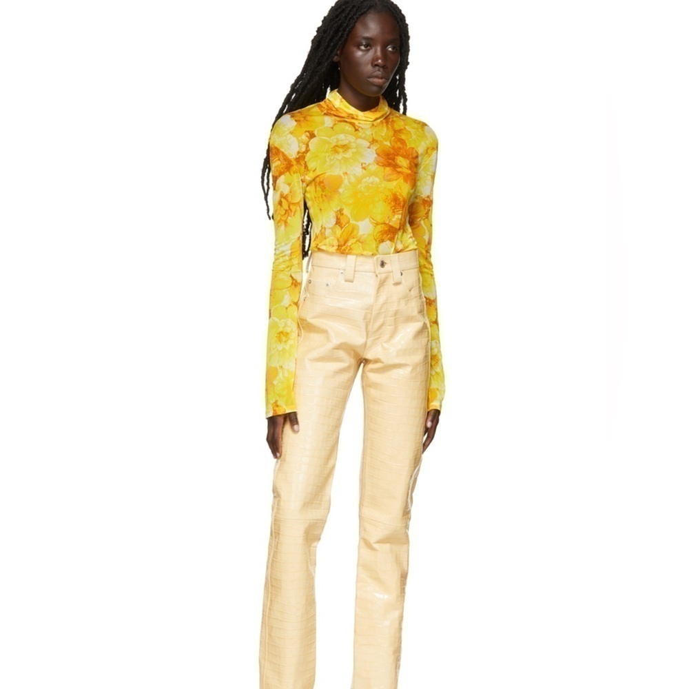 Kwaidan Editions Floral Mesh Roll Neck Top Yellow Size 40 (US 8) - Picture 4 of 11